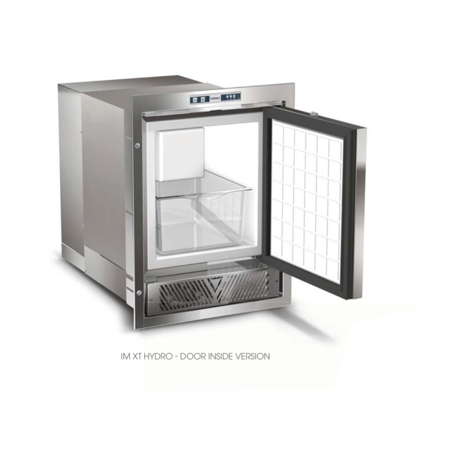Low profile (XT) mains fed ice maker with brushed stainless steel door